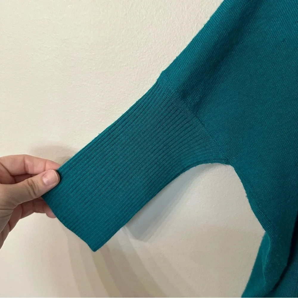 J. Crew Women’s 3/4 Dolman Sleeve Crewneck Teal Merino Wool Sweater Sz XXS GUC